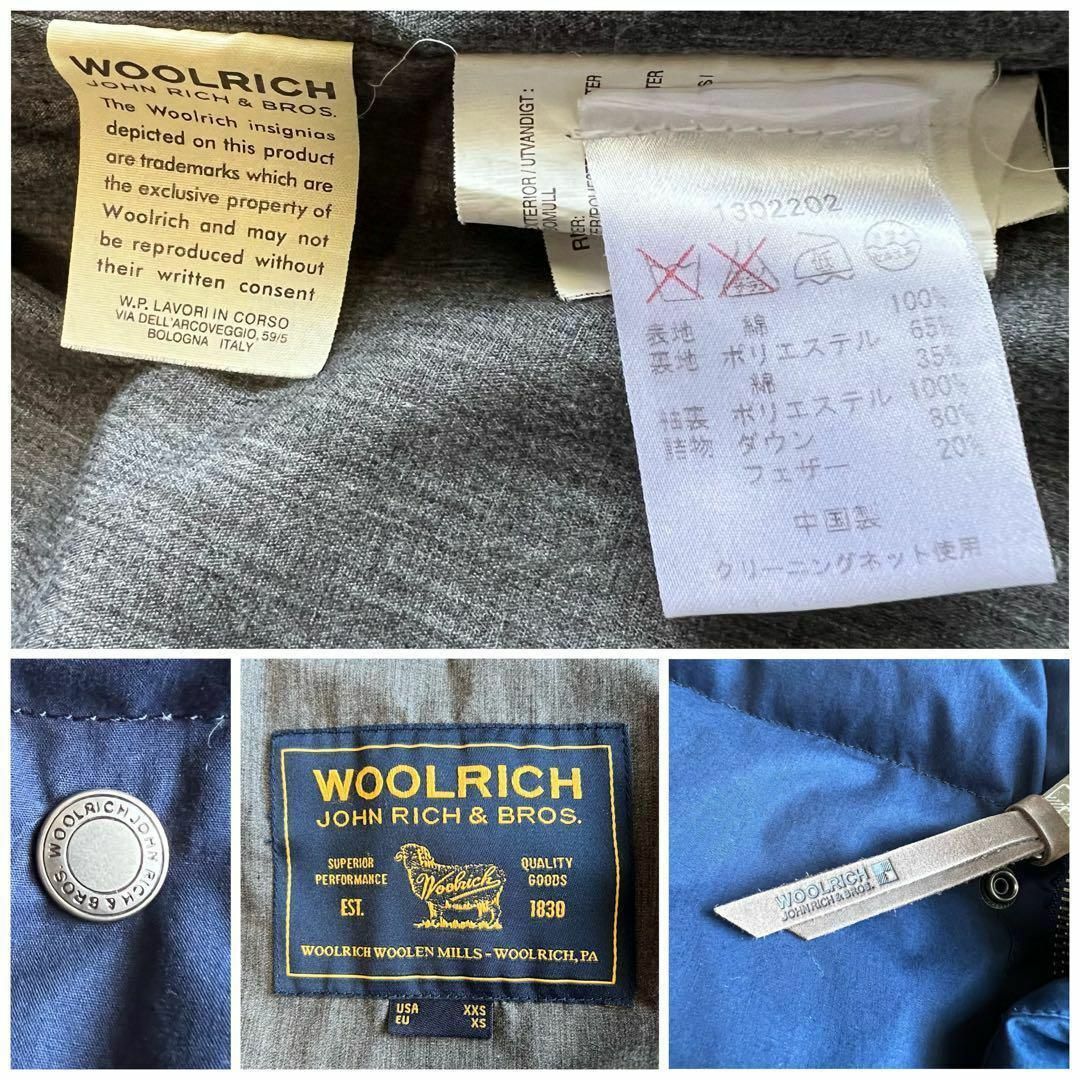 WOOLRICH(ウールリッチ)の美品　ウールリッチ　ダウンジャケット　ネイビー×グレー　ユニセックス　M レディースのジャケット/アウター(ダウンジャケット)の商品写真