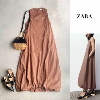 ザラ(ZARA)のZARA / バルーン ワンピース ノースリーブ 洗える コットン XS(ロングワンピース/マキシワンピース)