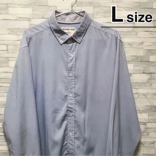 シャツ(shirts)のシャツ　長袖　Lサイズ　ドット　ライトブルー　水色　USA古着　Vintage(シャツ)