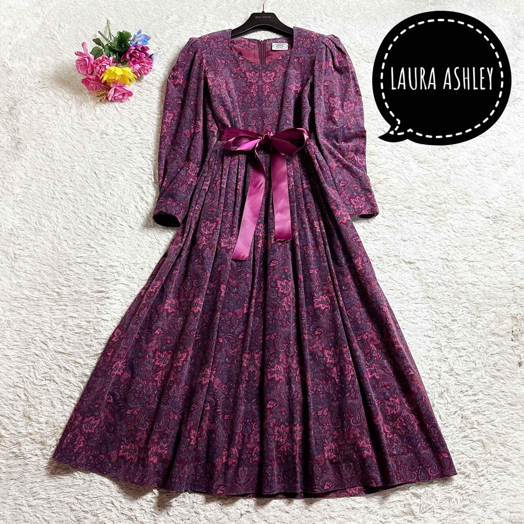 【美品】LAURA  ASHLEY ヴィンテージ ボウタイレース ワンピース