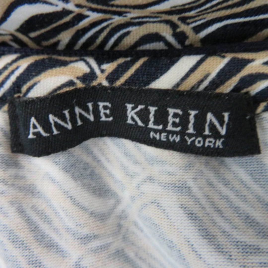 ANNE KLEIN(アンクライン)のアンクライン カットソー 長袖 Vネック 総柄 L マルチカラー 紺 ネイビー レディースのトップス(カットソー(長袖/七分))の商品写真