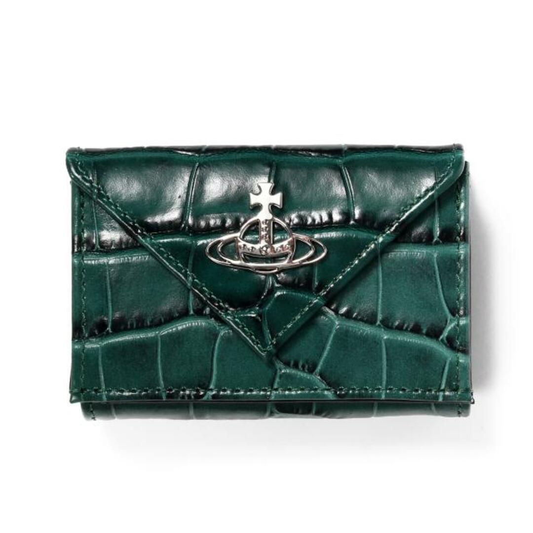 【新品未使用】 ヴィヴィアンウエストウッド VIVIENNE WESTWOOD 三つ折り財布 CROCODILE ENVELOPE BILLFOLD WITH POCKET クロコダイルエンベロープビルフォールドウィズポケット レザー 51150009-L0039 【GREEN】