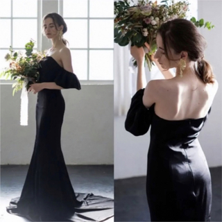 ブラックドレス 結婚式 前撮り ウエディング マーメイドドレス 二次会(ウェディングドレス)