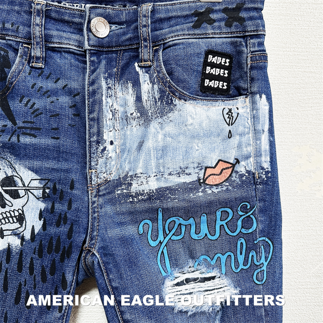 American Eagle(アメリカンイーグル)の【AMERICAN EAGLE】アメリカンイーグル クラッシュドデニム レディースのパンツ(デニム/ジーンズ)の商品写真