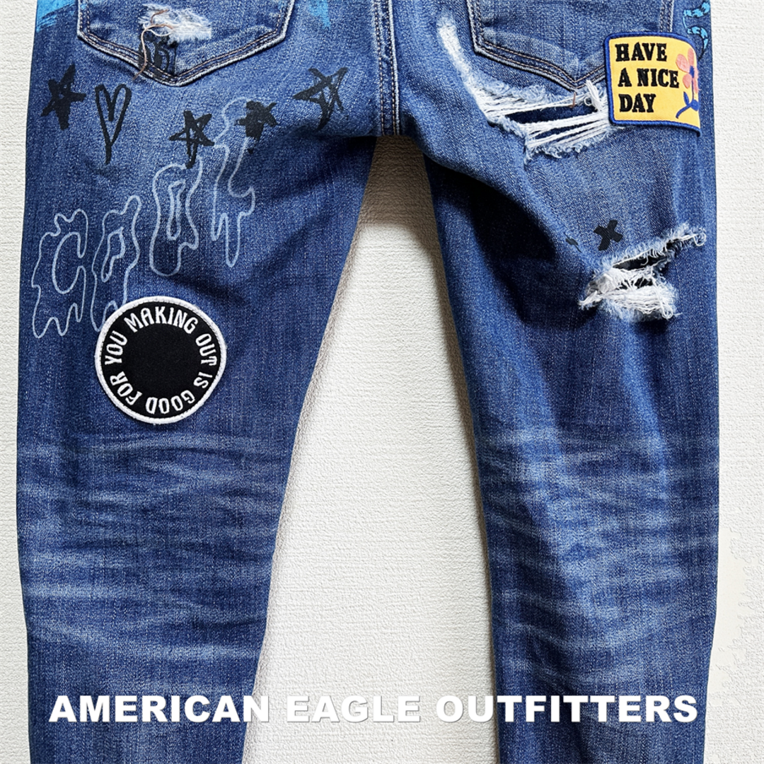 American Eagle(アメリカンイーグル)の【AMERICAN EAGLE】アメリカンイーグル クラッシュドデニム レディースのパンツ(デニム/ジーンズ)の商品写真