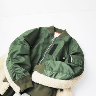 サカイ(sacai)の定価12.6万 2021AW sacai サカイ 21-05745 Nylon Twill Mix Blouson ナイロンツイルミックスブルゾン 3/カーキ MA-1 ボア【2400013452878】(ブルゾン)