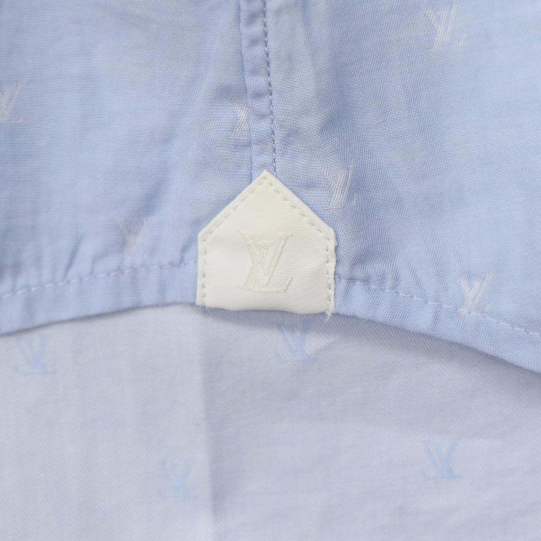 ルイヴィトン ロゴ プリント コットン シャツ メンズ ブルー LOUIS VUITTON  【アパレル・小物】
