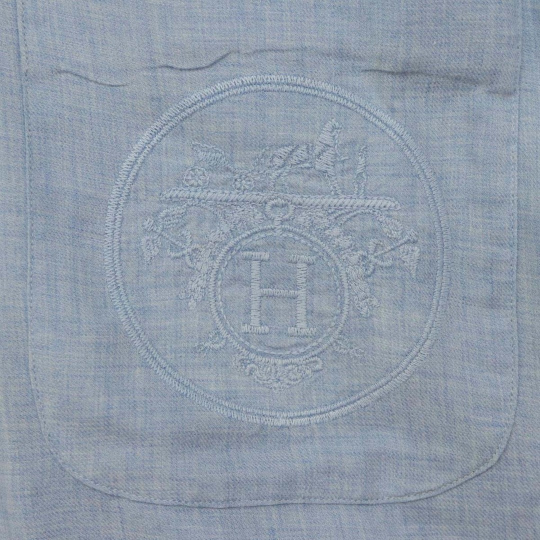 エルメス ロゴ 刺繍 長袖シャツ メンズ ブルー HERMES 【アパレル ...