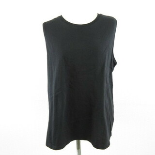 ユニクロ(UNIQLO)のユニクロ UNIQLO コットンノースリーブTシャツ 黒 XL *A979(カットソー(半袖/袖なし))