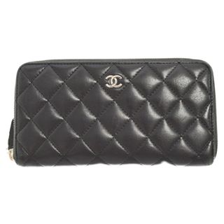 シャネル(CHANEL)のCHANEL シャネル マトラッセ ココマーク ラウンドファスナー ラムレザー ロングウォレット 長財布 ブラック A50097 25番台(長財布)