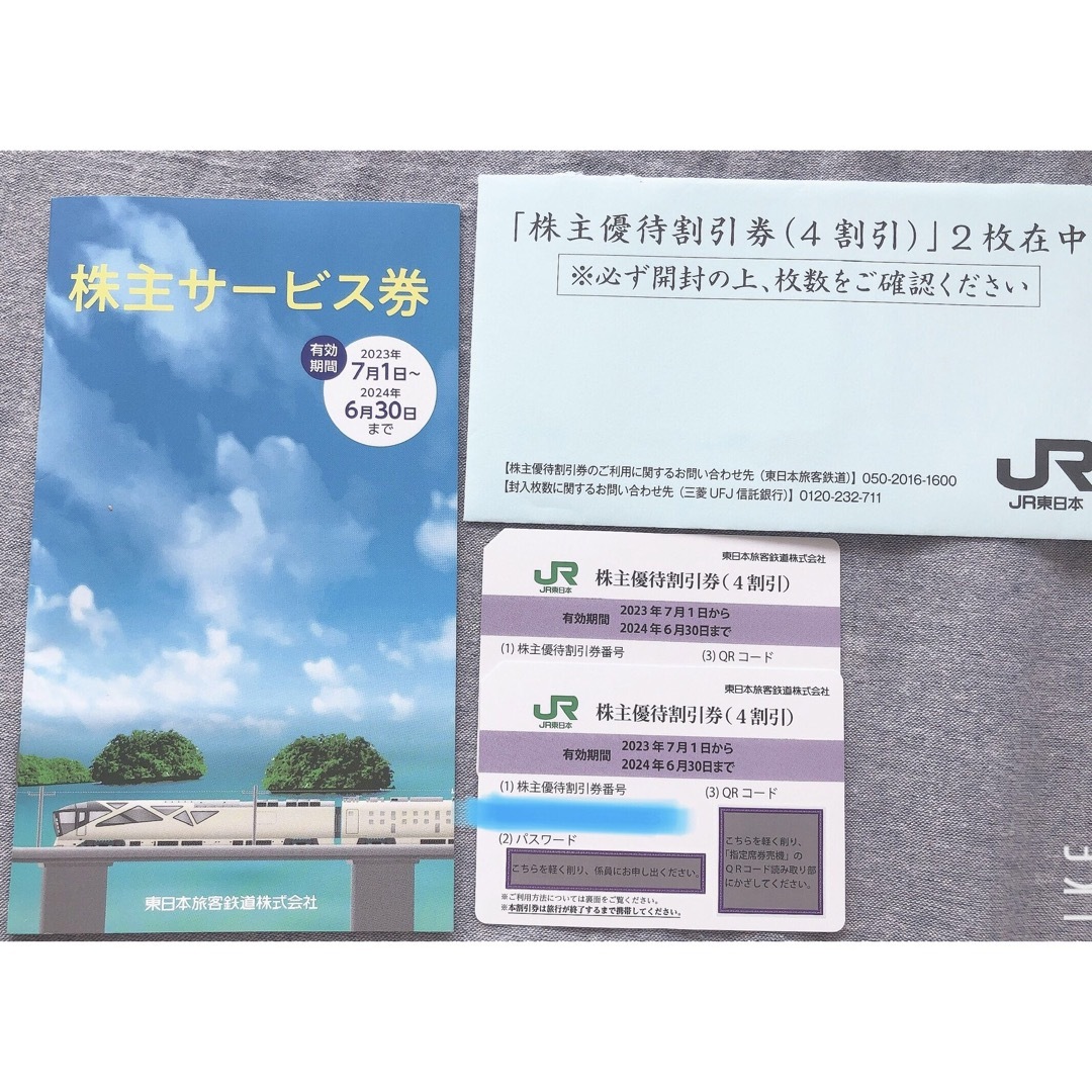 JR(ジェイアール)のJR東日本　株主優待割引券(4割引)2枚＋株主サービス券 チケットの優待券/割引券(その他)の商品写真