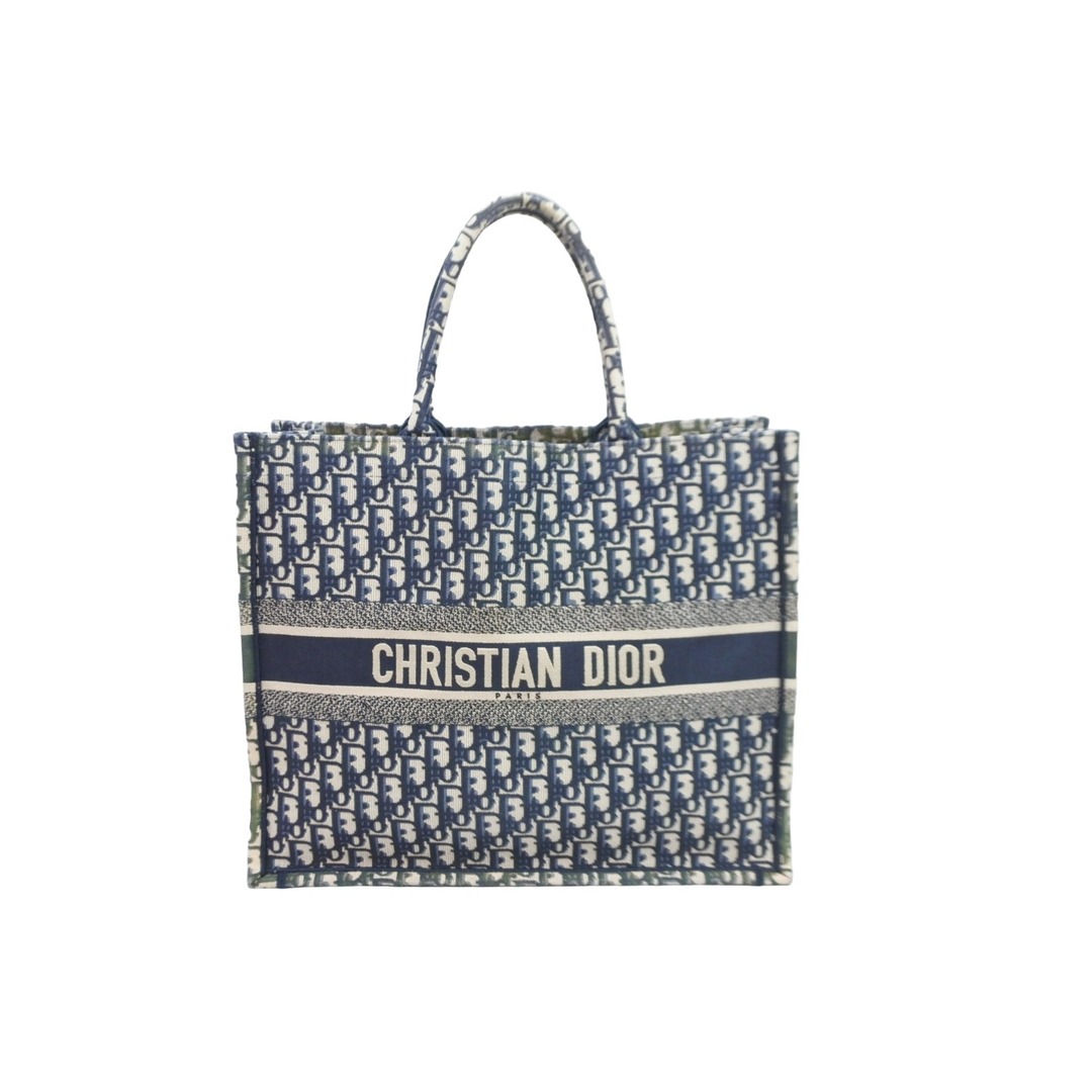 極美品 クリスチャンディオール トロッター総柄 紺色 キャンバス トートバッグ