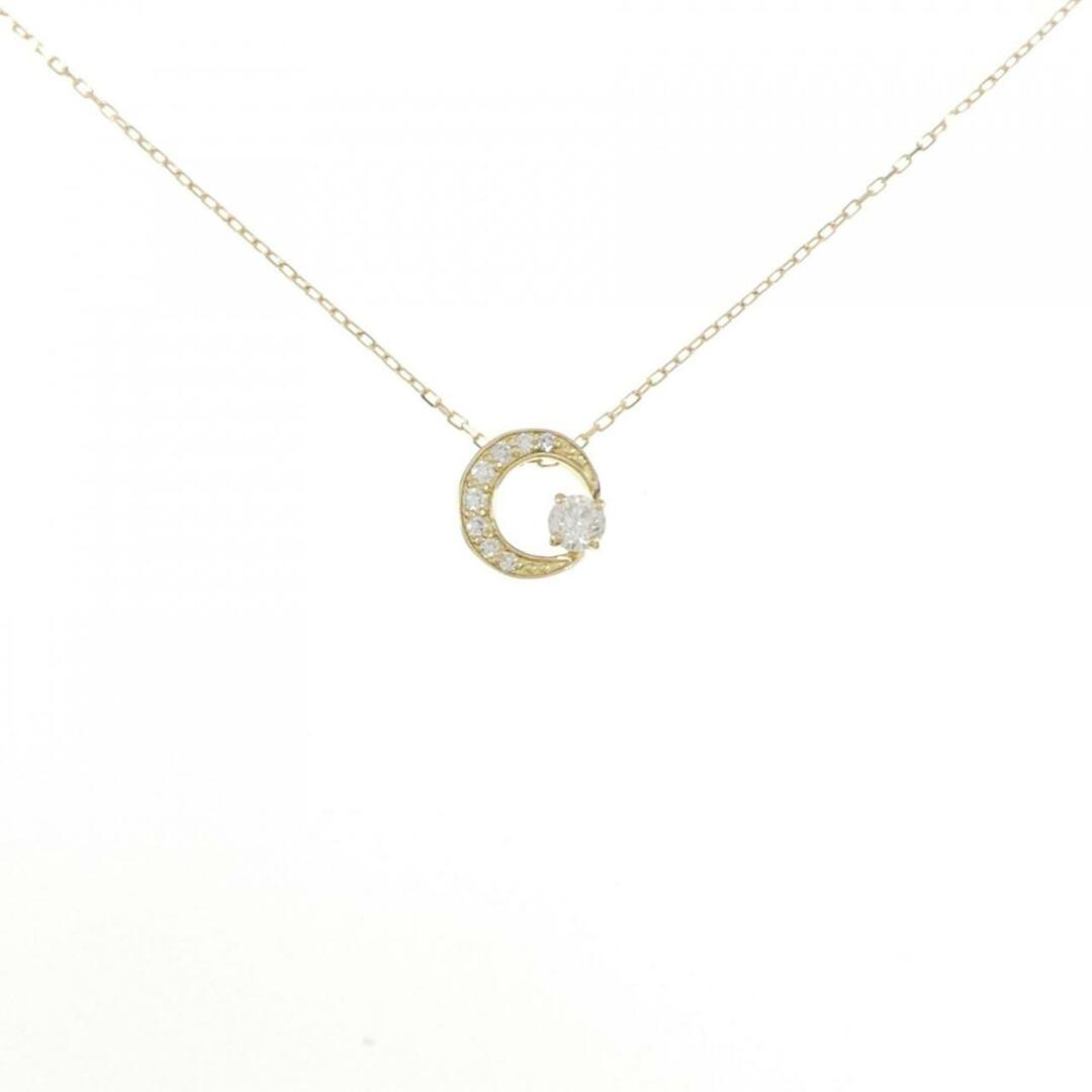 K18YG ムーン ダイヤモンド ネックレス 0.13CT