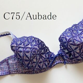 C75☆Bahia バイア　フランス高級下着　ブラ　ブルー　パット入り(ブラ)