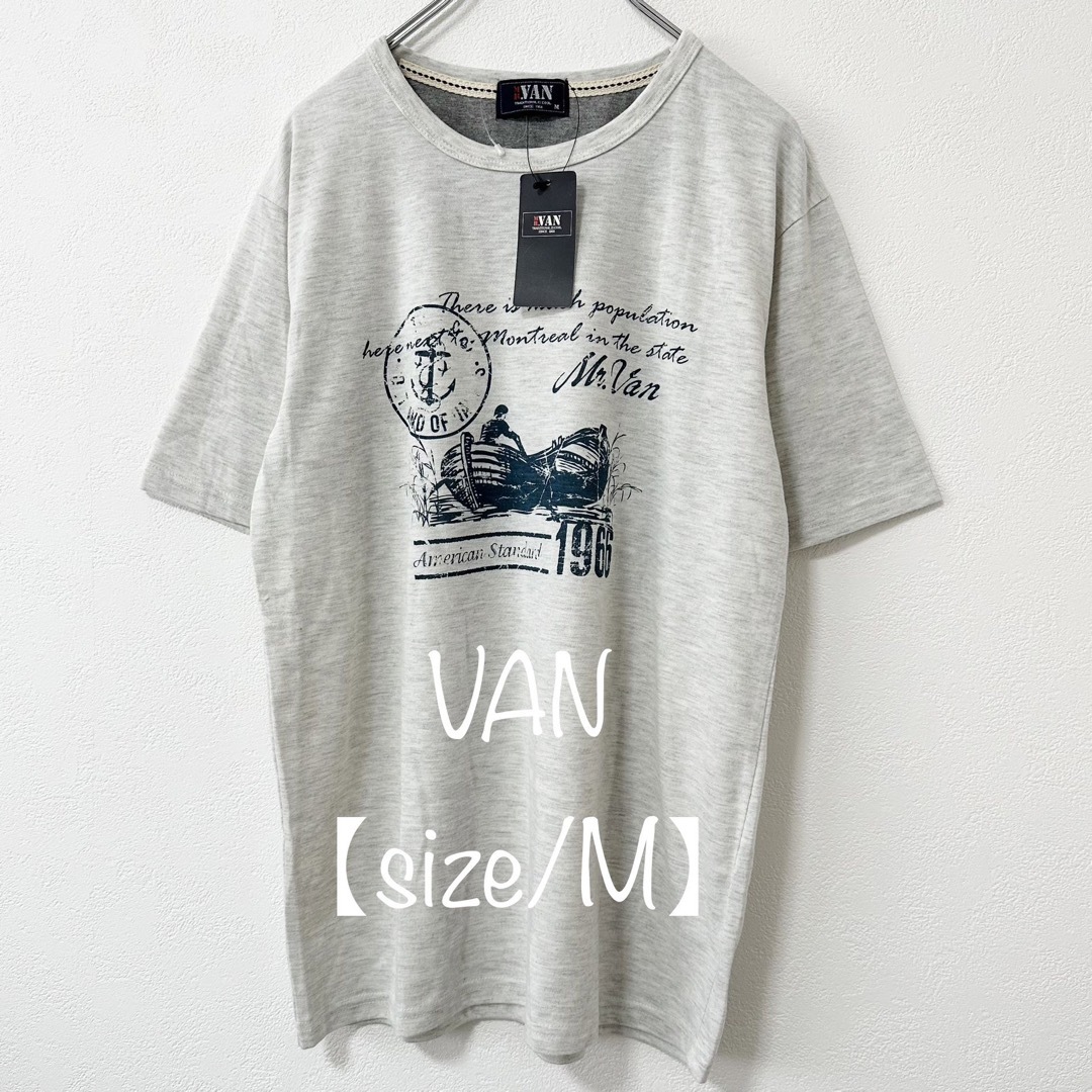 VAN★ヴァン/バン★Tシャツ★半袖★ホワイト/白×霜降りグレー★新品タグ付★M メンズのトップス(Tシャツ/カットソー(半袖/袖なし))の商品写真