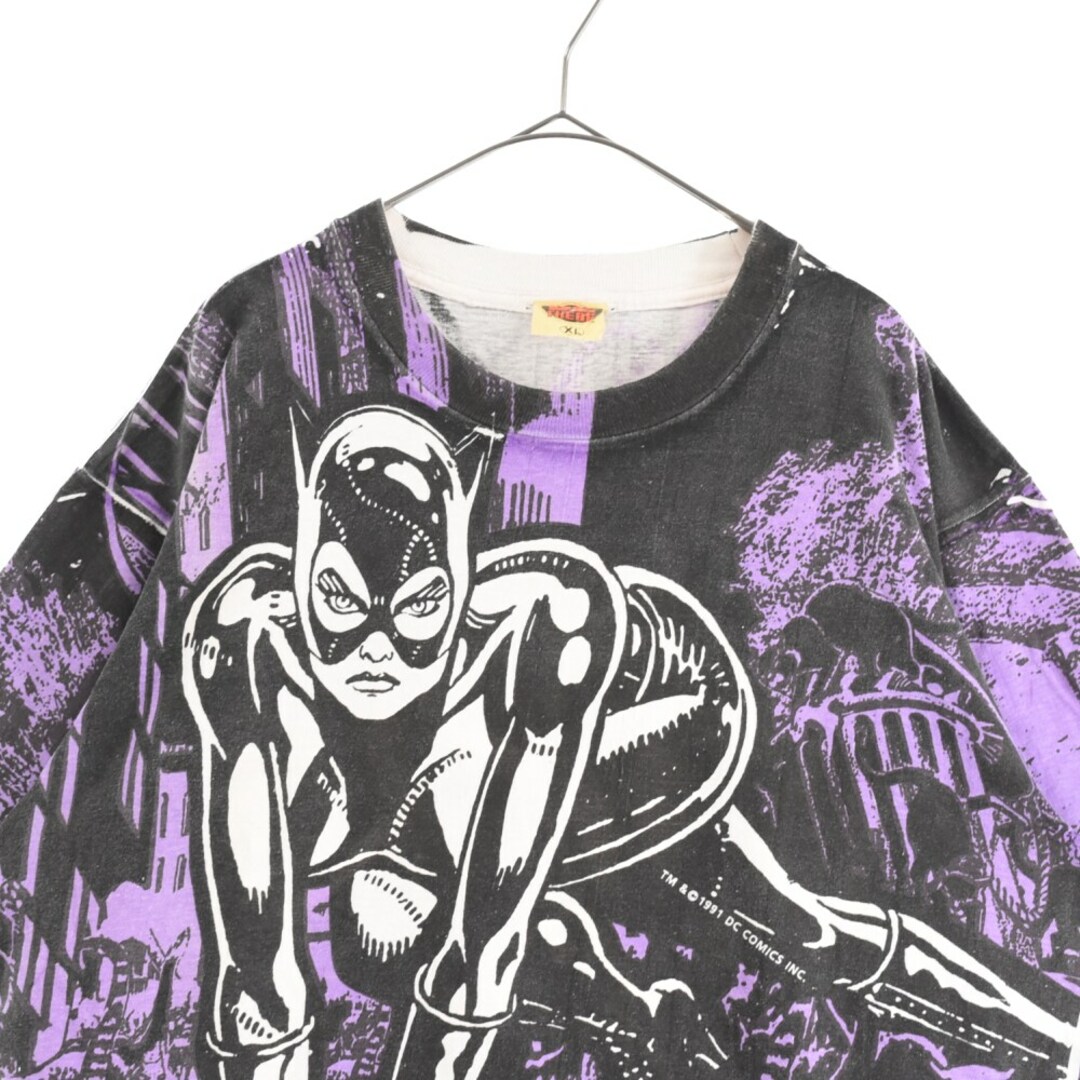 U.S.VINTAGE U.S. ヴィンテージ Tシャツ サイズ：XL Cat woman キャットウーマン シングルステッチ DC Comics USA製 1992年製 90s ブラック 黒 トップス 半袖 クルーネック シンプル カジュアル ブランド【メンズ】