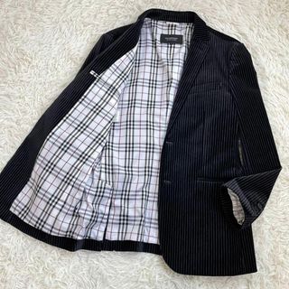 バーバリーブラックレーベル(BURBERRY BLACK LABEL)の【極美品】バーバリーブラックレーベル　テーラード ジャケット　ベロア　チェック柄(テーラードジャケット)