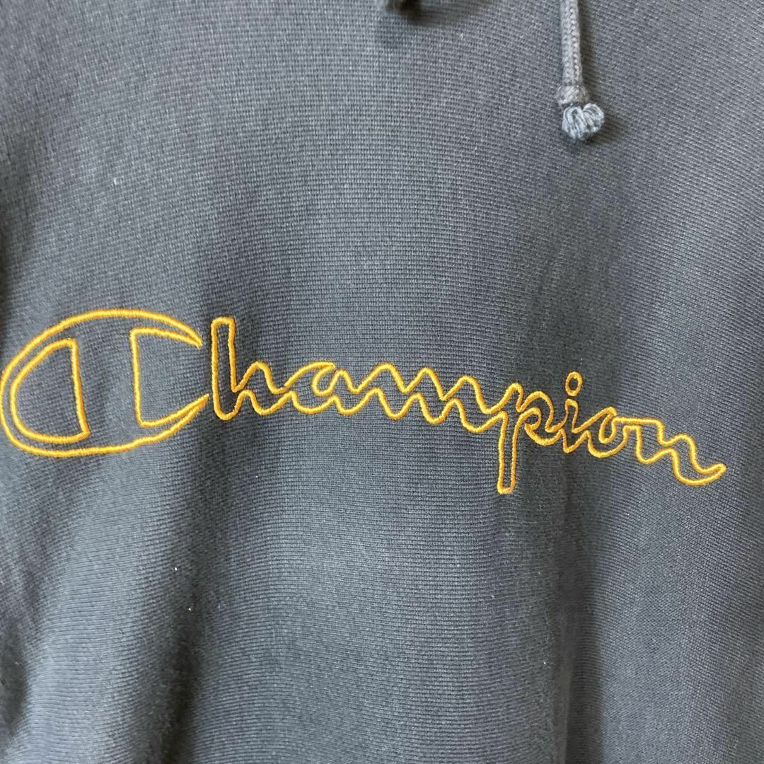 【ビッグ刺繍ロゴ、リバースウィーブ◎】championパーカーネイビーM 5