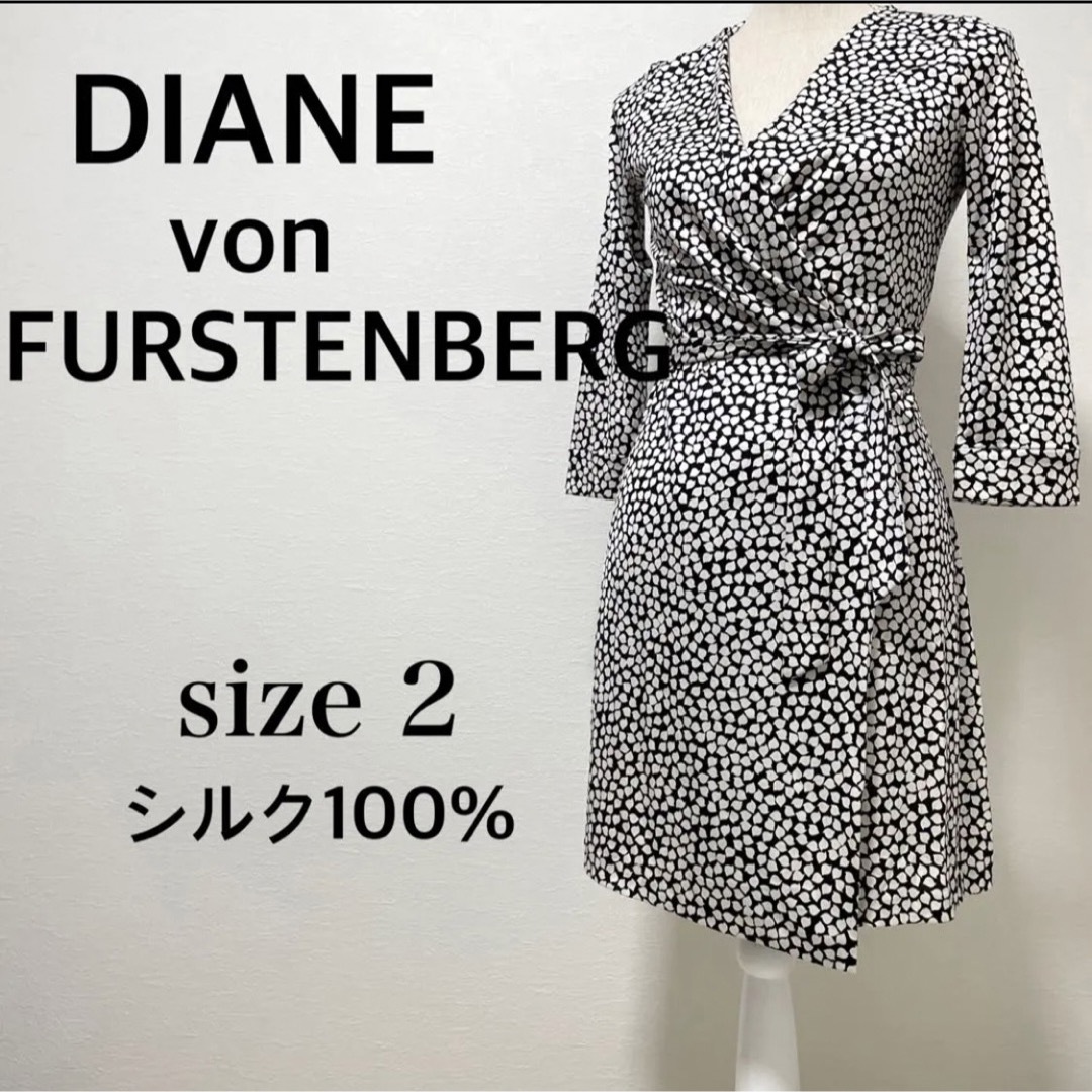 DIANE VON FURSTENBERG】シルク100％ 膝丈ワンピース 2 tic-guinee.net