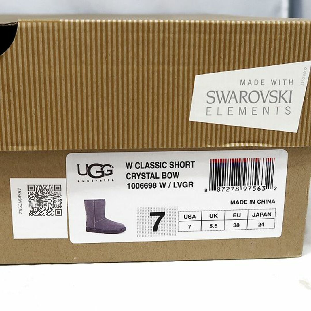 UGG アグ クラシック ショート クリスタル ボウ ムートンブーツ 24cm