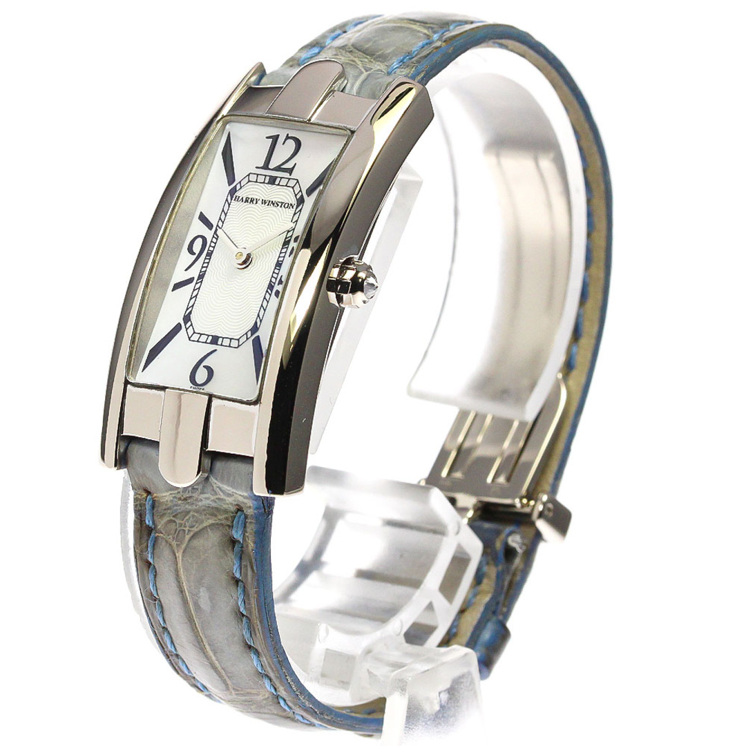 HARRY WINSTON 330LQW アヴェニュー 腕時計 K18WG 革 レディース