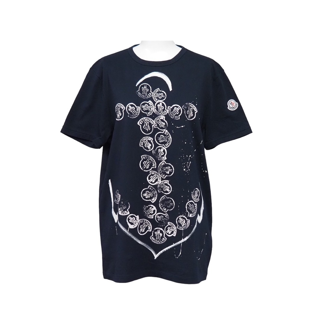 MONCLER モンクレール 半袖Ｔシャツ カットソー コットン ネイビー ロゴ サイズM RN116347 美品  52708肩幅