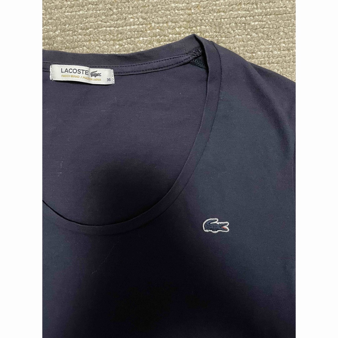 LACOSTE(ラコステ)のラコステ  LACOSTE ロゴTシャツ　ネイビー　36サイズ レディースのトップス(Tシャツ(半袖/袖なし))の商品写真