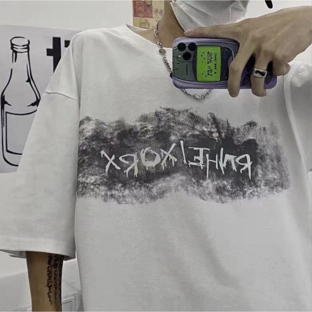 ビッグシルエット ヒップホップ 韓国 ストリート 半袖 ロゴ Tシャツ