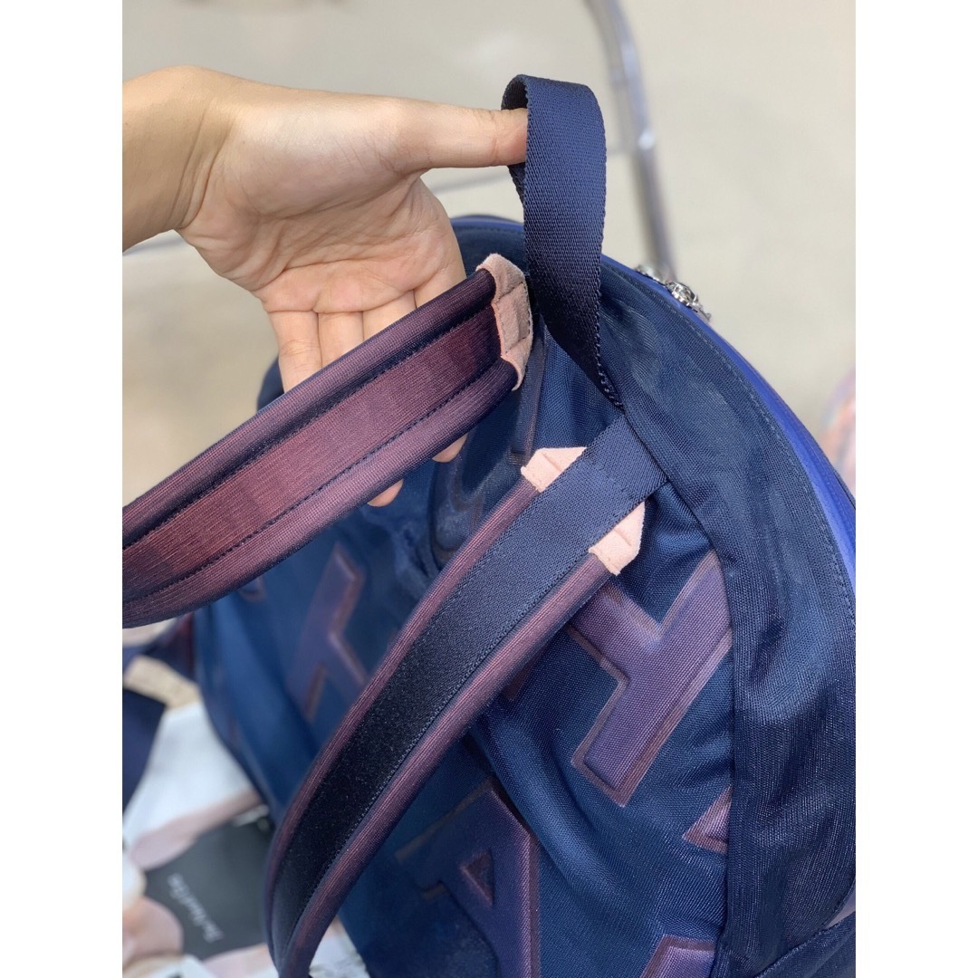 CHANEL - シャネル リュックサック メッシュネイビー/ピンク の CHANEL - シャネル リュックサック メッシュネイビー/ピンク の