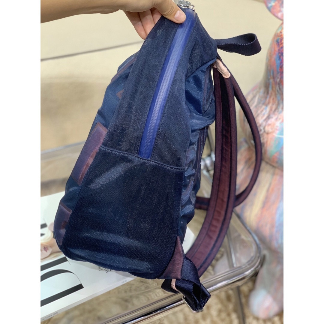 CHANEL - シャネル リュックサック メッシュネイビー/ピンク の CHANEL - シャネル リュックサック メッシュネイビー/ピンク の