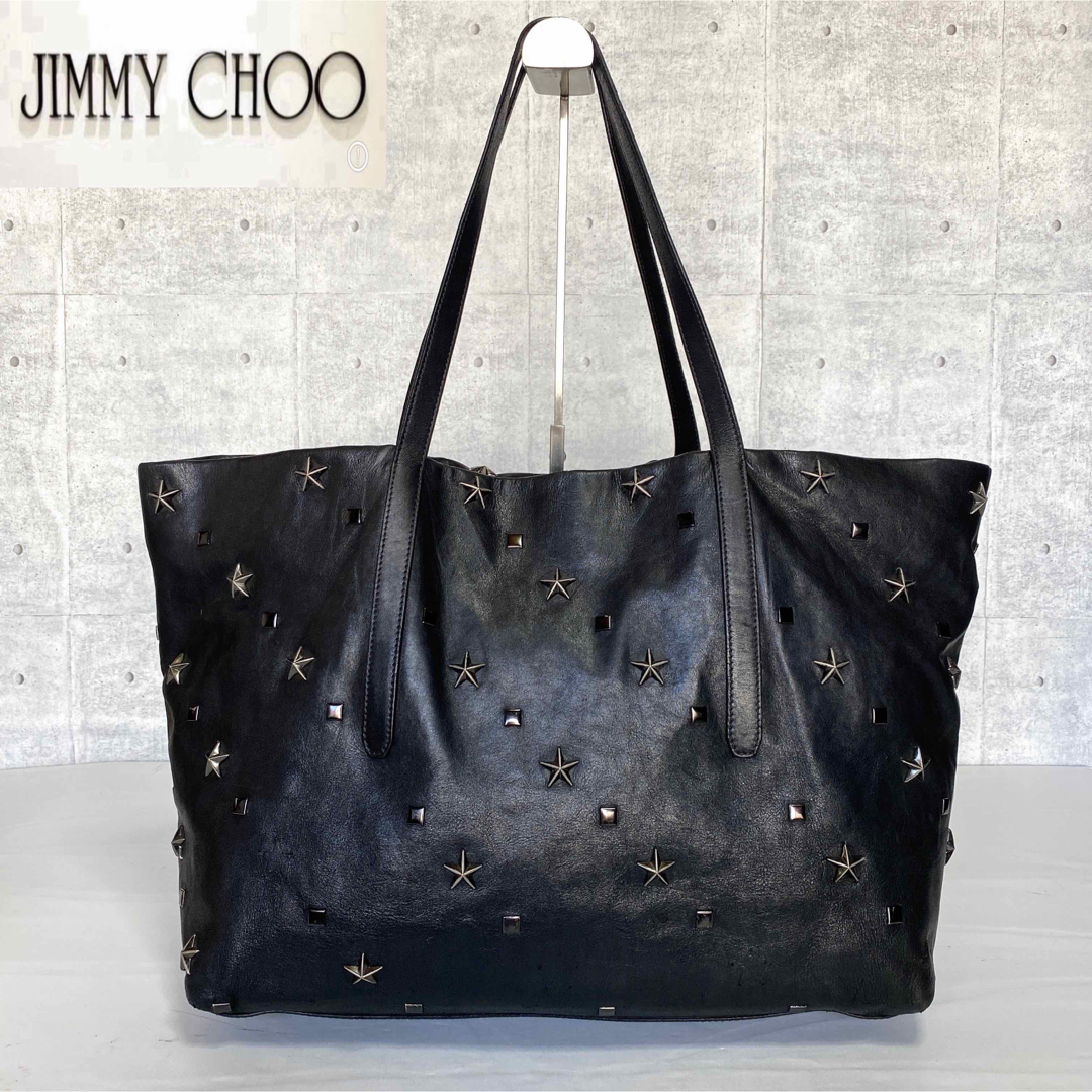 【JIMMY CHOO】PIMLICO BLACK スタースタッズ トートバッグ | フリマアプリ ラクマ