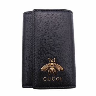 グッチ(Gucci)のグッチ GUCCI キーケース レディース メンズ ブランド アニマリエ レザー ブラック 523683 6連キーケース おでかけ おしゃれ 蜂 ハチ ビー 【中古】(キーケース/名刺入れ)