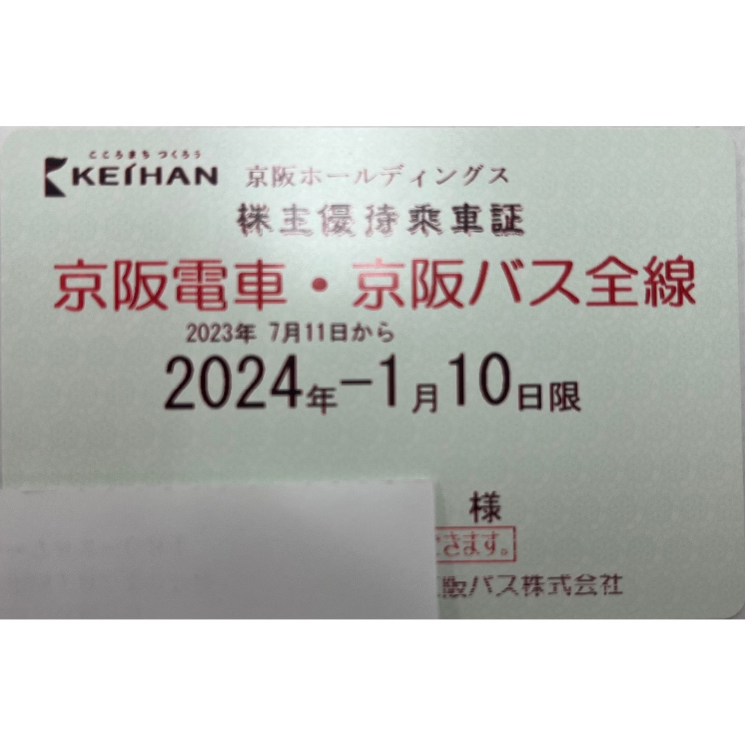 【京阪電車・バス全線の株主優待定期券】