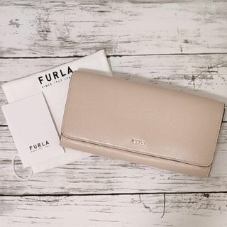☆未使用に近い☆FURLA フルラ 長財布 フラップ ロゴ金具