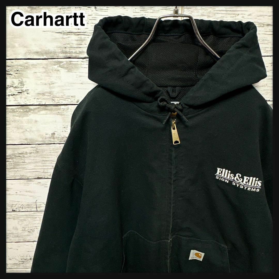 メキシコ製 carhartt ダックアクティブジャケット 企業ロゴ ダック地古着屋エネーチェルカーハート