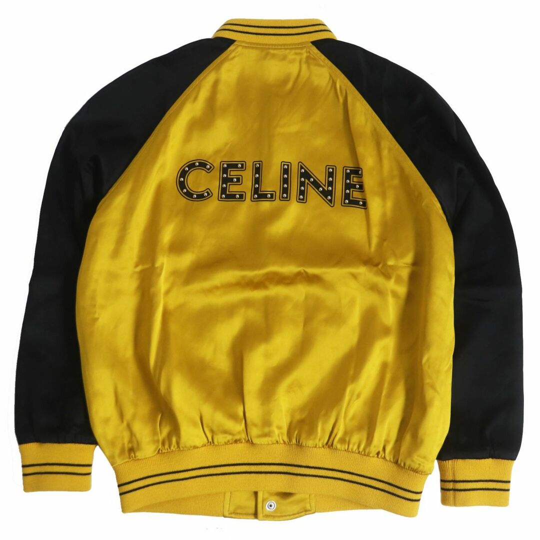 極美品□21SS CELINE/セリーヌ 2V87C851C THE DANCING KID TADDY JACKET スタッズ テディジャケット/スタジャン 黒×黄 46 伊製 正規品