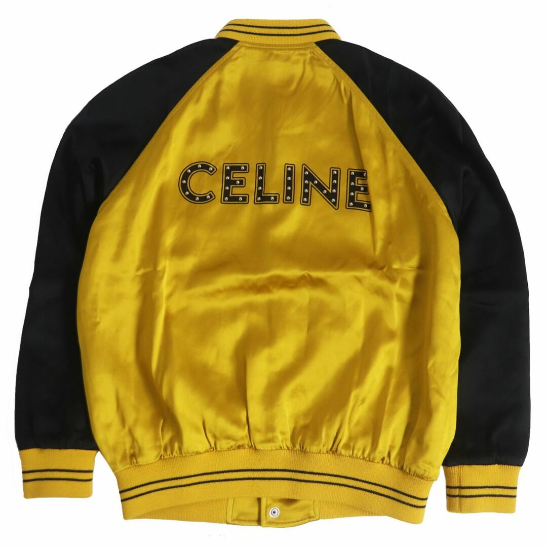 極美品□21SS CELINE/セリーヌ 2V87C851C THE DANCING KID TADDY JACKET スタッズ  テディジャケット/スタジャン 黒×黄 46 伊製 正規品