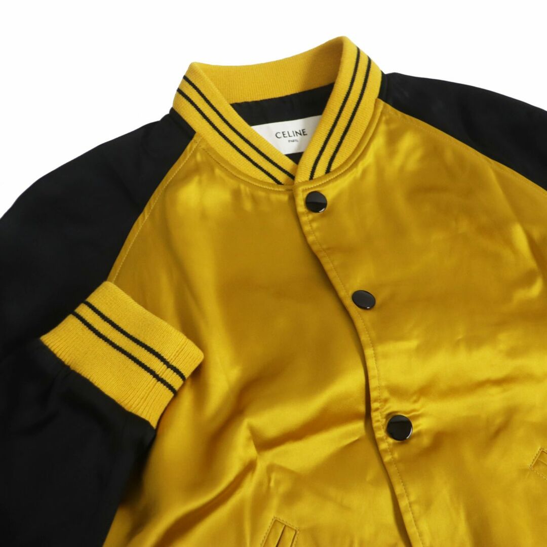 極美品□21SS CELINE/セリーヌ 2V87C851C THE DANCING KID TADDY JACKET スタッズ テディジャケット/スタジャン 黒×黄 46 伊製 正規品