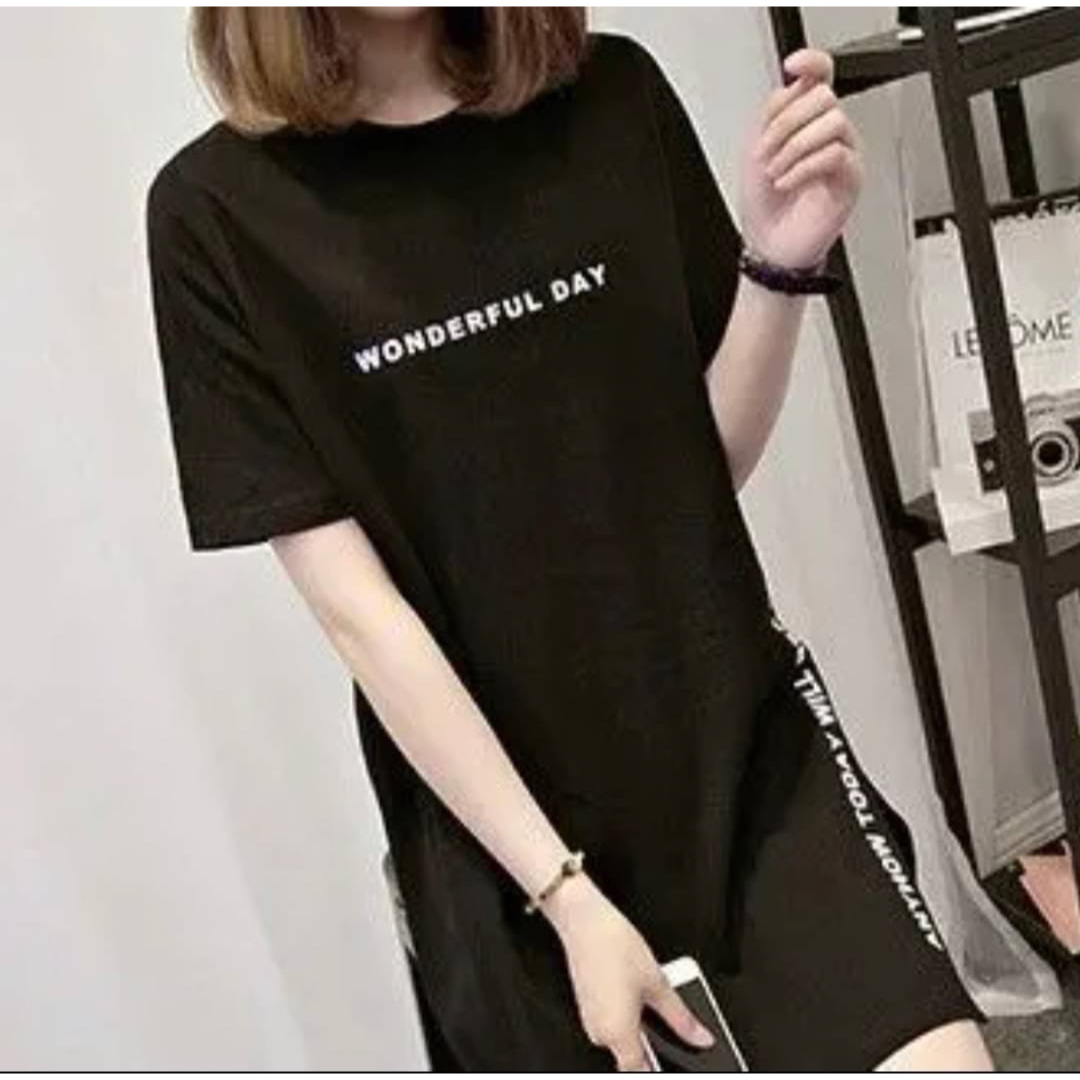 レディース　Tシャツ オーバーサイズ　2XL ブラック　カジュアル レディースのトップス(Tシャツ(半袖/袖なし))の商品写真