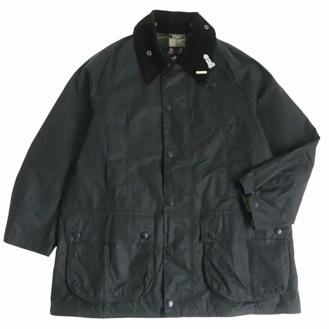 極美品□22AW Barbour/バブアー 222MWX1680 襟コーデュロイ 裏チェック BEAUFORT オーバーサイズ ワックスジャケット グリーン系 36 正規品