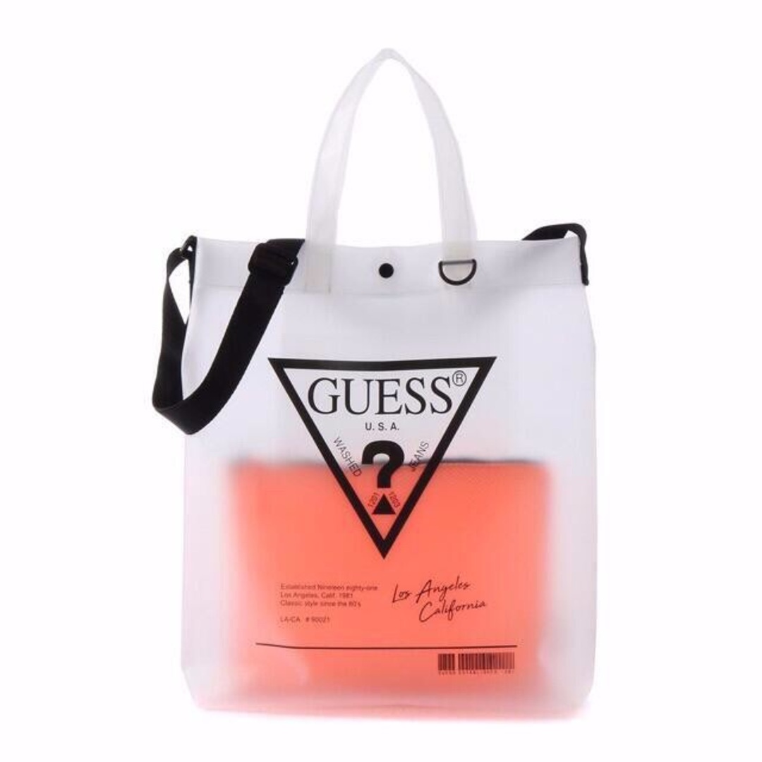 GUESS(ゲス)の新品！GUESS（ゲス）★ 2WAY 　クリアトートバッグ　オレンジ メンズのバッグ(トートバッグ)の商品写真