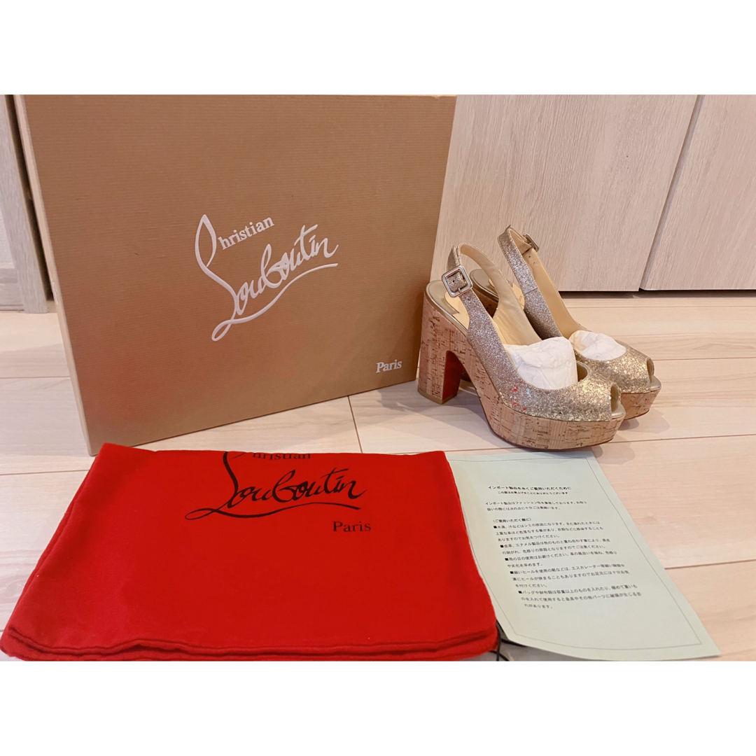 新品未使用 ルブタン ラメ グリッター ウェッジサンダル-