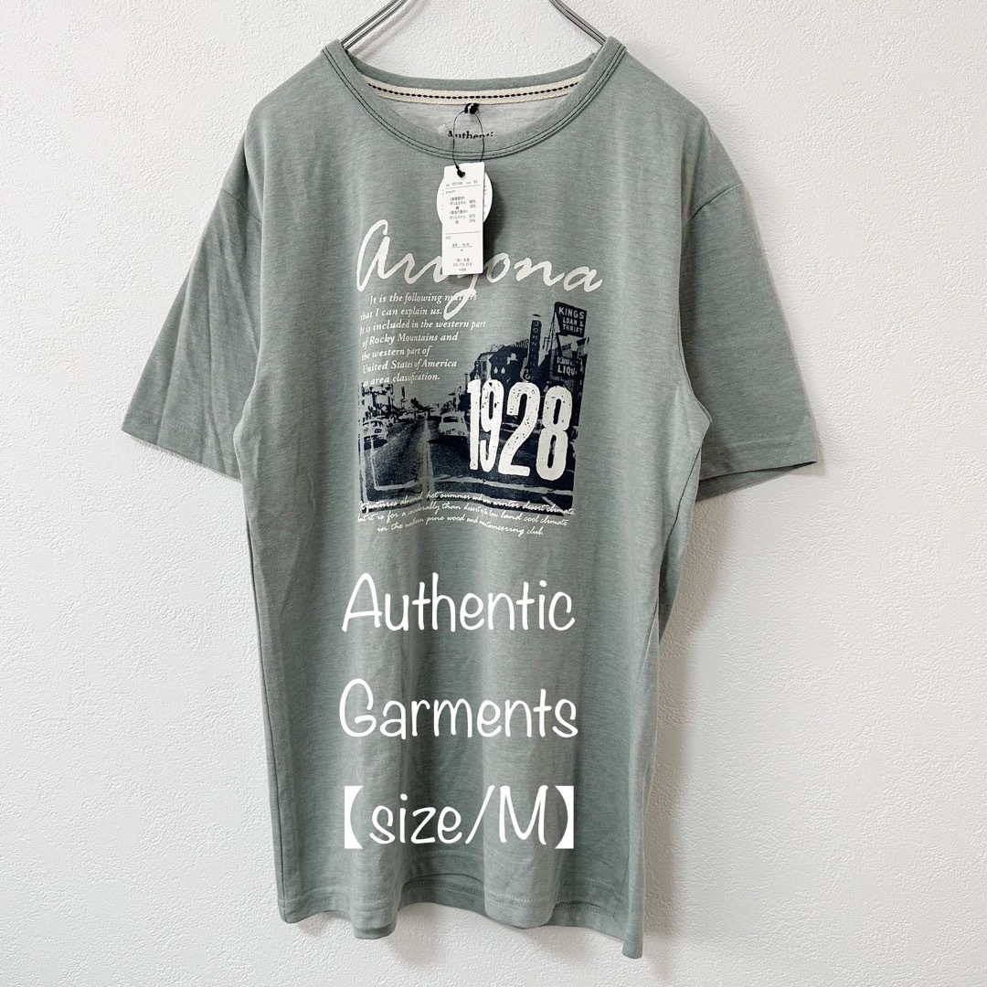 Authentic Garments★Tシャツ★半袖★グレーグリーン系★新品★M メンズのトップス(Tシャツ/カットソー(半袖/袖なし))の商品写真