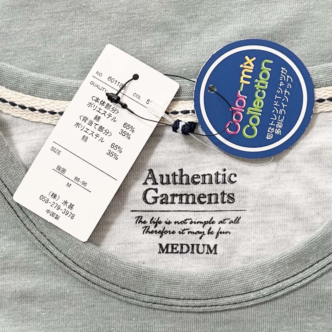 Authentic Garments★Tシャツ★半袖★グレーグリーン系★新品★M メンズのトップス(Tシャツ/カットソー(半袖/袖なし))の商品写真