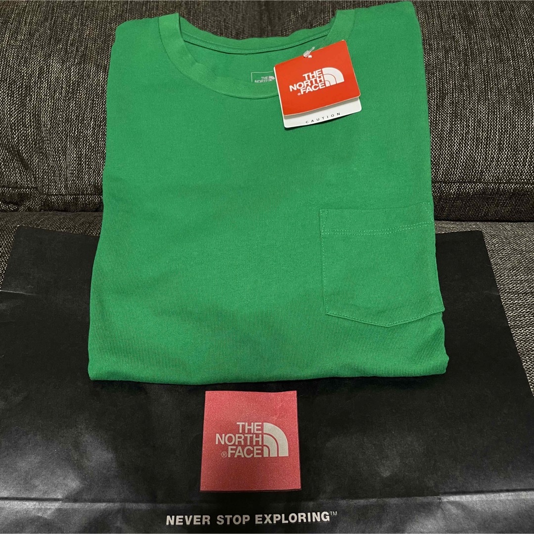 【新品】ノースフェイス 直営店限定Tシャツ【Lサイズ】ヘビーポケットクルー 緑 9