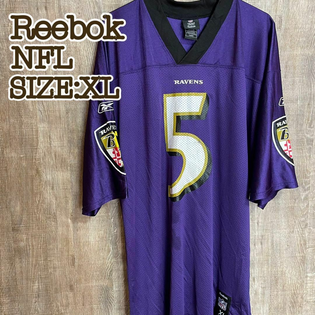 Reebok(リーボック)のReebok リーボック　NFL ボルチモア・レイブンズ　ゲームシャツ　紫　XL メンズのトップス(Tシャツ/カットソー(半袖/袖なし))の商品写真