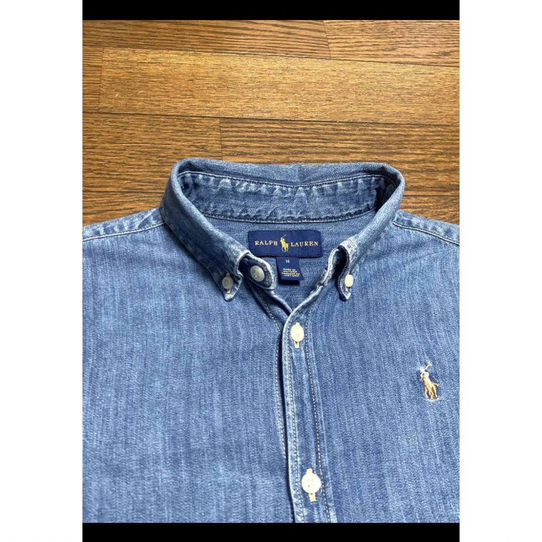 Ralph Lauren(ラルフローレン)のラルフローレン デニム シャツ ボタンダウン XS   NO1435 レディースのトップス(シャツ/ブラウス(長袖/七分))の商品写真