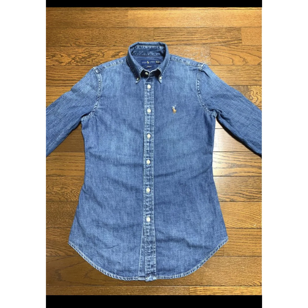 Ralph Lauren(ラルフローレン)の【大人気】 ラルフローレン デニムシャツ ボタンダウン XS    NO1437 レディースのトップス(シャツ/ブラウス(長袖/七分))の商品写真