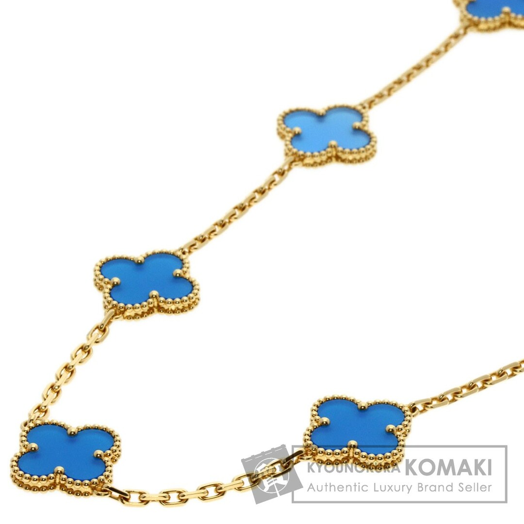 Van Cleef & Arpels ヴィンテージアルハンブラ 10P ブルーアゲート ネックレス K18YG レディース