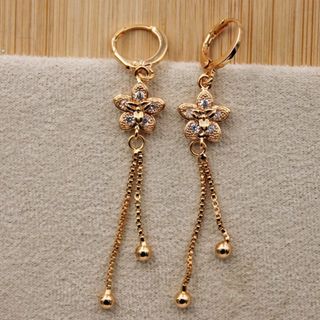 14金イエローゴールドフィルド czダイヤモンド フラワーピアス OV(ピアス)